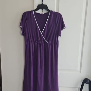 womens purple ekouaer s/s nightgown sleep shirt sz m